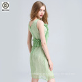 Fashion customized hot selling ladies clothes slim fit women casual ruffles silk dress